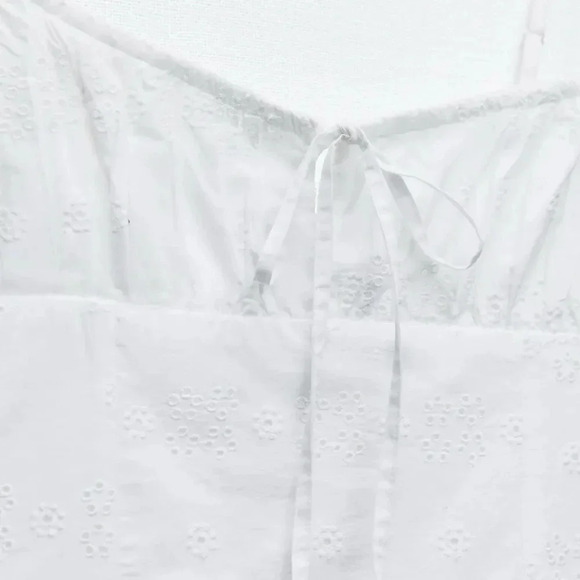 ZARA EMBROIDERED WHITE DRESS WITH BOWS - Picture 7 of 8